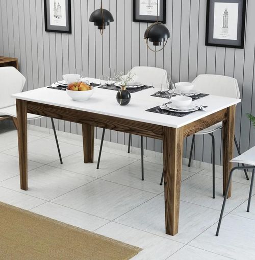 cumpără Masă Trendy Milan 514-Nuc, Alb 145x75x88cm în Chișinău 