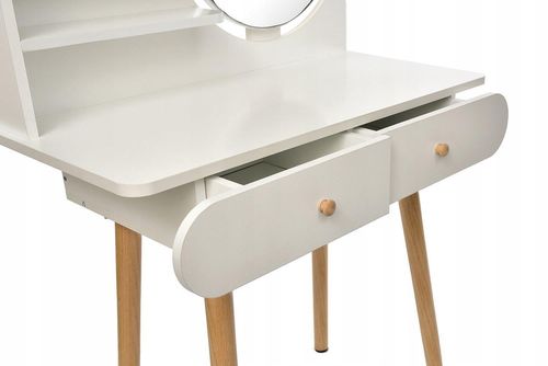 купить Туалетный столик Jumi CM-891920 Scandi cu oglindă rotundă (40cm), dimensiuni 120×80×40cm, Alb/Oak Artisan в Кишинёве 