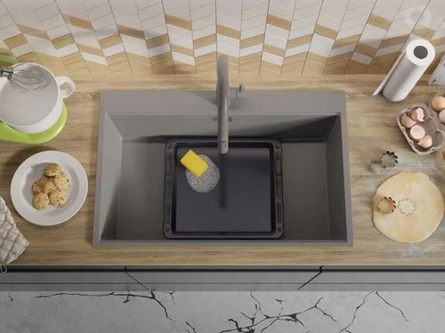 купить Мойка кухонная Primagran Oslo 80 Top Grey + accesorii 530x780 MOMKS в Кишинёве 