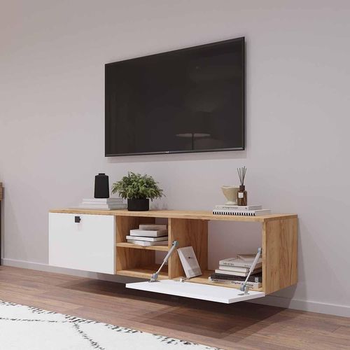 купить Тумба напольная для TV Mobildor-Lux ZEN (160x35x38H cm) Sonoma/Alb в Кишинёве 