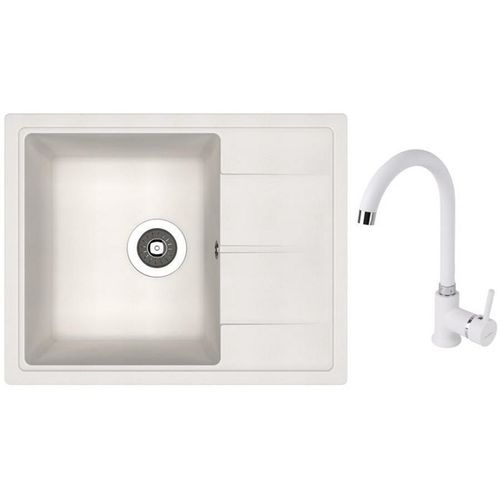 cumpără Chiuvetă bucătărie cu bateria Dr.Gans Nika 580 + SanDonna F 7073 alb în Chișinău 