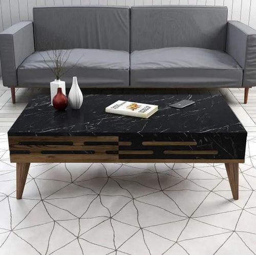 купить Журнальный столик Trendy Valensiya Nuc, Negru, Marmura (GTR000603) в Кишинёве 