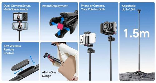 купить Штатив Ulanzi MT-44 B 2-in-1 Selfie Stick Tripod в Кишинёве 