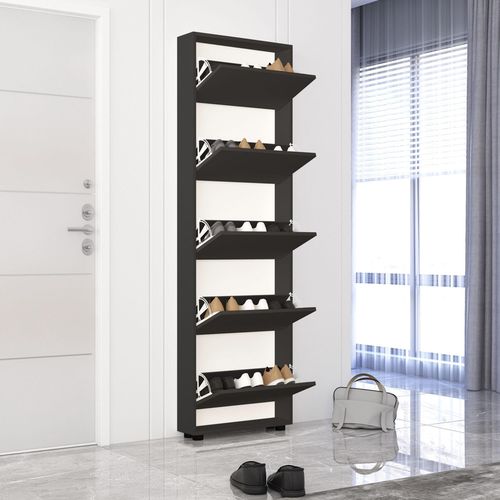 купить Полка для обуви Mobildor-Lux Leo Slim 60x16x203H cm Sonoma/Anthracite в Кишинёве 