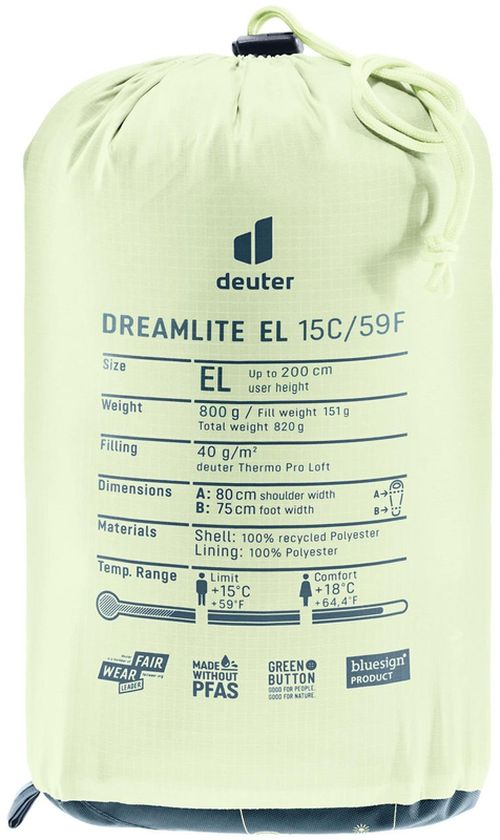 купить Спальный мешок Deuter Dreamlite EL 15C Zip left terra-canyon (3703326 6627 1) в Кишинёве 