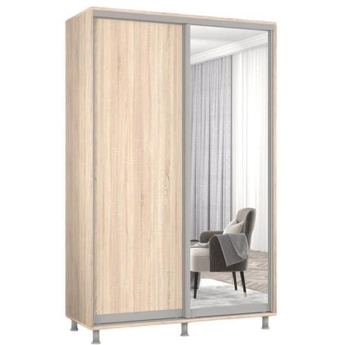 cumpără Dulap Mobildor-Lux Aron cu uși glisante din oglindă și PAL (180x60x210H cm) Sonoma în Chișinău 