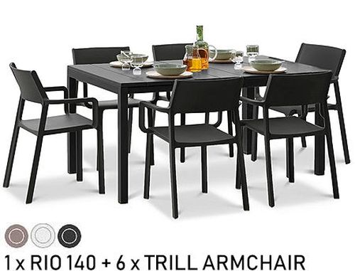 cumpără Set mobila de terasa masa Nardi RIO 140 EXTENSIBLE + 6 fotolii TRILL ARMCHAIR în Chișinău 