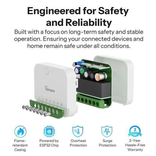 cumpără Întrerupător electric Sonoff Matter Over Wi-Fi Smart Switch MINI-2GS Mini Duo 2-Gang (Neutral Required) în Chișinău 