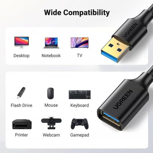 купить Кабель для IT Ugreen 90722 USB 3.0 Extension Male Cable 5m, US129, Black в Кишинёве 