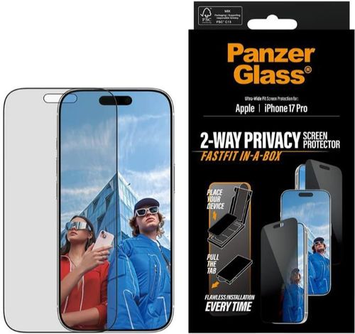 купить Стекло защитное для смартфона PanzerGlass iPhone 17 Pro / Ultra-Wide Fit w. Fastfit IN-A-BOX, Privacy (PG_PG74453) в Кишинёве 