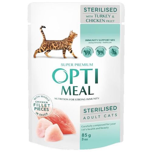 cumpără Hrană pentru animale de companie Optimeal 24231038 Plic pisici steril curcan-pui 12x85g în Chișinău 