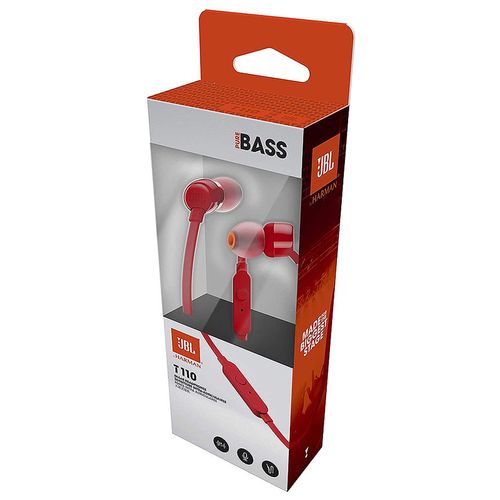 cumpără JBL T110 Red In-Ear Headphones, 20Hz–20kHz, Microphone, Remote, Cable, JBLT110RED (casti cu microfon cu fir JBL / проводные наушники с микрофоном JBL) în Chișinău 