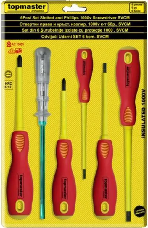 купить Набор ручных инструментов Topmaster 220120 Набор 6 изолированных отвёрток 1000V в Кишинёве 