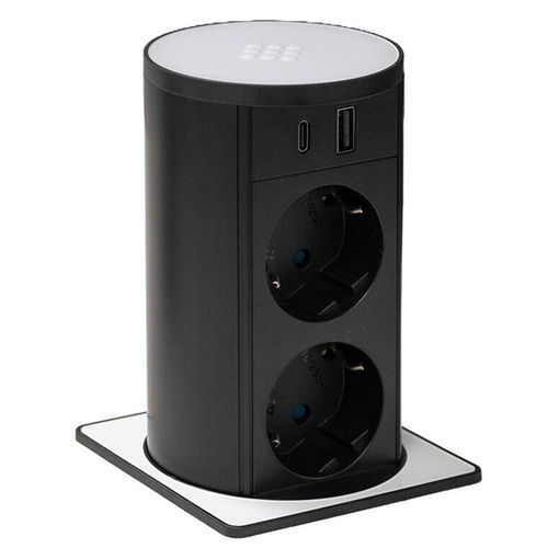 купить Розетка электрическая ASA Plastici 060.47F.00014 Versalift square version 2 sockets F + 1 USB 5V (A+C) White methacryate в Кишинёве 