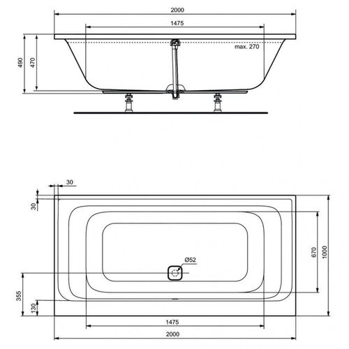 cumpără Cadă de baie Ideal Standard Tonic II Duo 200x100 (K746601) în Chișinău 