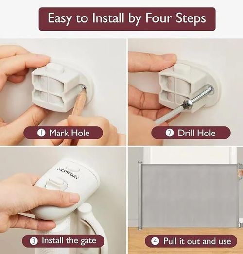 cumpără Siguranța copilului Momcozy BG019-GR37NB-B Bariera de securitate retractabila Grey, 140cm în Chișinău 