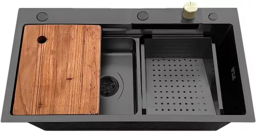 cumpără Chiuvetă bucătărie Fabiano 75x46 1.0 FB BLACK Set(7in1) în Chișinău 