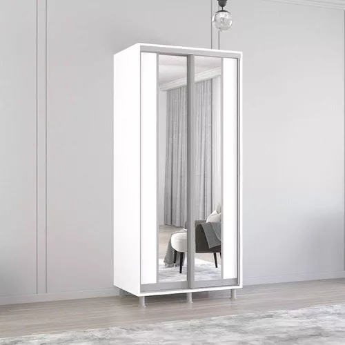 купить Шкаф Mobildor-Lux Арон с вертикальными зеркальными раздвижными дверцами (130x60x200H см) Brilliant White в Кишинёве 
