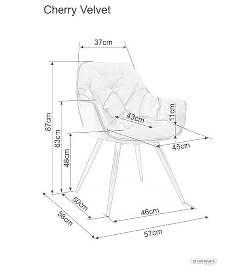 купить Стул Signal Cherry velvet cynamon bl. 4215 / met. czar в Кишинёве 