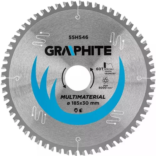 cumpără Disc de tăiere Graphite 55H546 Disc de taiat, carbura de siliciu, universal, 185x30mm, 60 dinti în Chișinău 