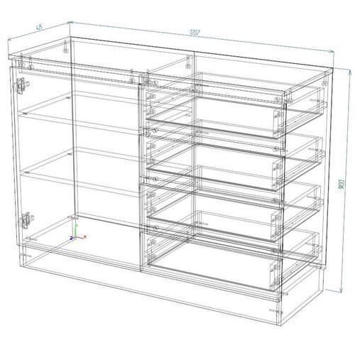 купить Комод Smartex (16090) Т2 120cm Alb+Stejar inchis в Кишинёве 