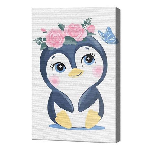 купить Картина по номерам Art Gallery CX4885 20x30cm Un pinguin in coronita de flori в Кишинёве 