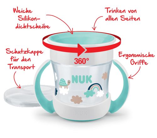 Canuta-anticurgere NUK Magic Mini Cup cu manere (6+ luni) 160 ml 