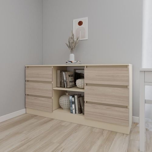 cumpără Comodă Smartex (16149) Т3 140cm Ivory+Stejar Deschis în Chișinău 