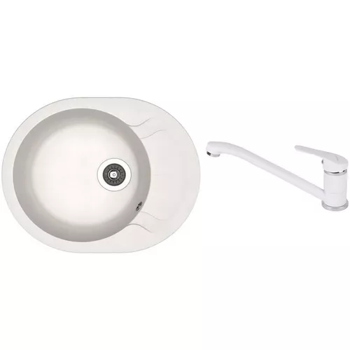 cumpără Chiuvetă bucătărie cu bateria Dr.Gans Berta 580 + SanDonna F 1066 alb în Chișinău 