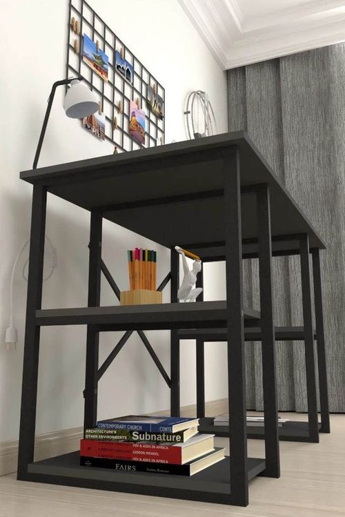 cumpără Masă de birou Nex Home 4 compartimente, metal 120x60 cm, Antracit (20-04-08) în Chișinău 