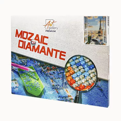 купить Картина по номерам Art Gallery XQB76778 Mozaic cu diamante Cafea cu privire spre Paris 30x40cm в Кишинёве 