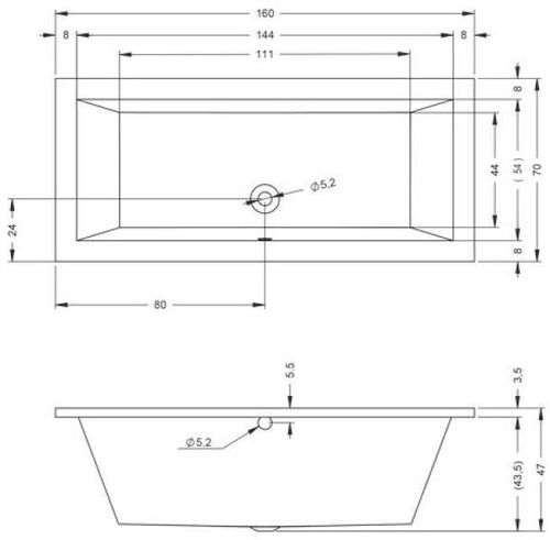cumpără Cadă de baie Riho Lusso 160x70 B013001005 acryl în Chișinău 