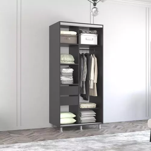 cumpără Dulap Mobildor-Lux Aron cu uși glisante cu oglindă orizontal (180x60x200H cm) Anthracite în Chișinău 