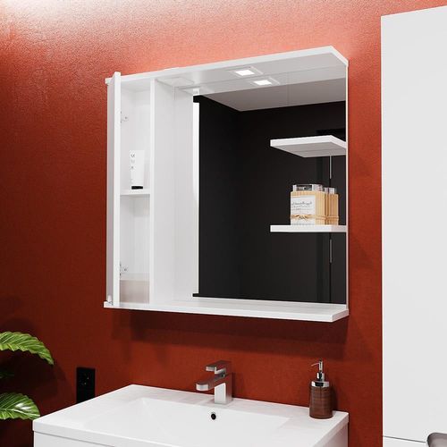 купить Зеркало для ванной Bayro Etna 1000x750 левый, белый мат в Кишинёве 