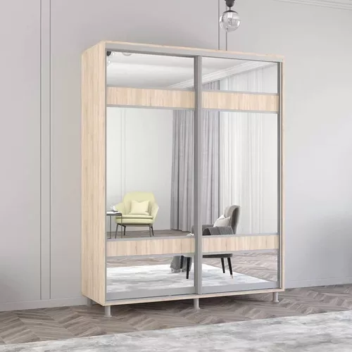 купить Шкаф Mobildor-Lux Раздвижные двери из ДСП Aron-P 1,0–1,8 м с зеркалом «Зебра» (170 x 60 x 230 см) Sonoma в Кишинёве 