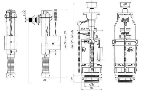 cumpără Vas WC Aniplast 19135 Set armatura 1/2" buton dublu, crom (WC9010C) în Chișinău 