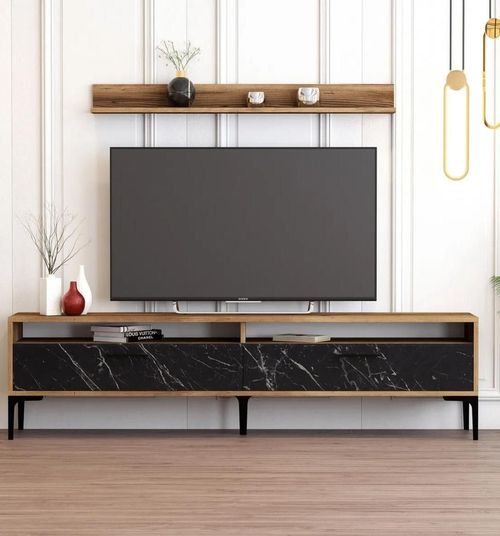 cumpără Comodă TV Trendy Istanbul, Nuc, Marmura Neagra 180x47x35cm în Chișinău 