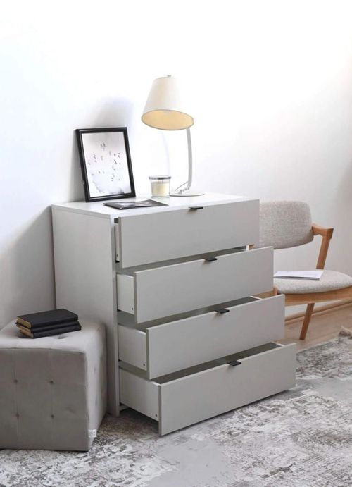 cumpără Comodă Fabrik Home Hardy 4 ящика Белый/Глиняный серый în Chișinău 