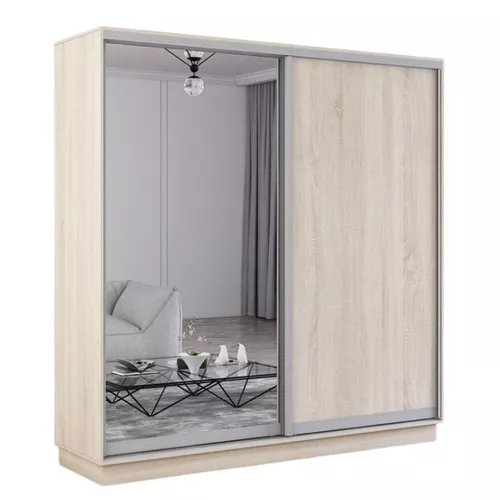 купить Шкаф Mobildor-Lux Fox uși glisante din oglindă și PAL (190x60x220H cm) Sonoma в Кишинёве 