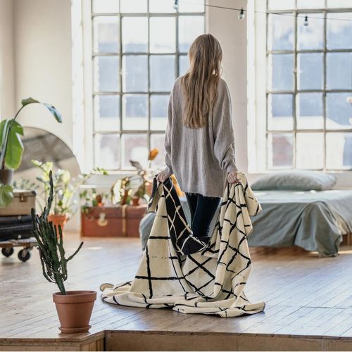 cumpără Textile de casă Ibena 3579/380 Jacquard Decke Palin Beige/black în Chișinău 