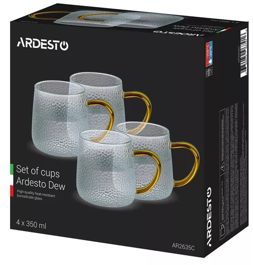 купить Чашка Ardesto AR2635C Dew Set cupe 4buc 350ml в Кишинёве 
