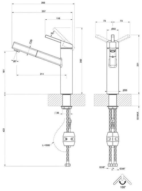 купить Смеситель кухонный Gessi 60533-031 Thalium Chrone в Кишинёве 