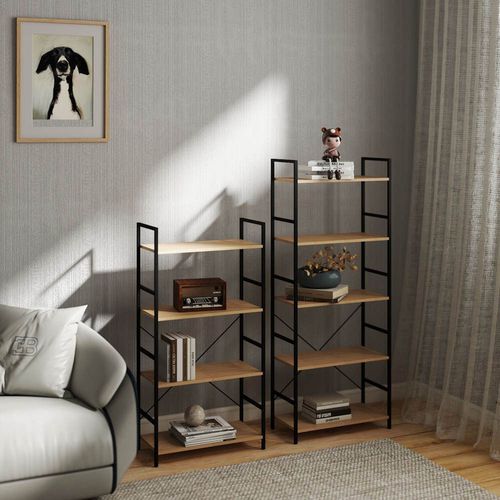 купить Офисный стеллаж Deco Columbus 4 nivele (63x30x124H) Oak/Black в Кишинёве 