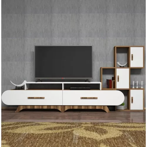 cumpără Comodă TV Trendy Flora S, Nuc, Alb 205x50x36cm în Chișinău 