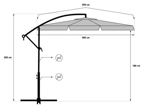 купить Зонт садовый FunFit 300cm Grey (3054) в Кишинёве 