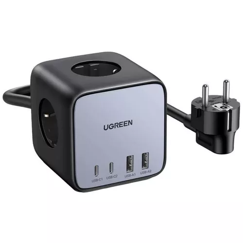 купить Удлинитель электрический Ugreen 60113 DigiNest Cube 65W 3xSoket, 2xUSB-A, 2xUSB-C, GaN, 3680W CD268, 1.8m, Black в Кишинёве 
