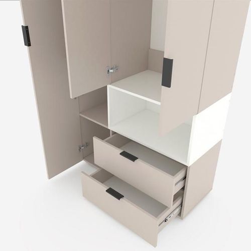 cumpără Dulap Nex Home A002R cu usi batante, 1000x420x2300mm, Cashmere/White Snow în Chișinău 