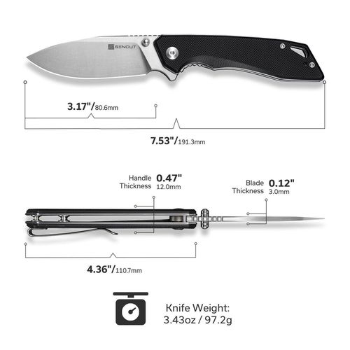 купить Нож походный Sencut S25055-1 Stratex, G10 negru, Liner Lock в Кишинёве 
