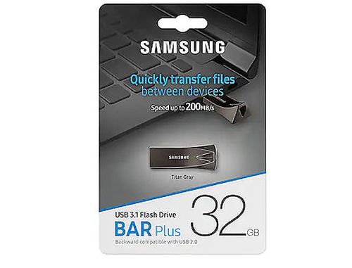 купить 32GB USB Flash Drive Samsung BAR Plus MUF-32BE4/APC, Read 200MB/s, Titan Gray Metal Body, USB 3.1, waterproof, shock-proof, temperature-proof, magnet-proof, and X-ray-proof, (memorie portabila Flash USB/внешний накопитель флеш память USB) в Кишинёве 