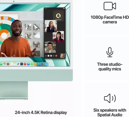 купить Компьютер моноблок Apple iMac 24" Retina 4.5K M3 8c/10g 256GB Green MQRN3 в Кишинёве 